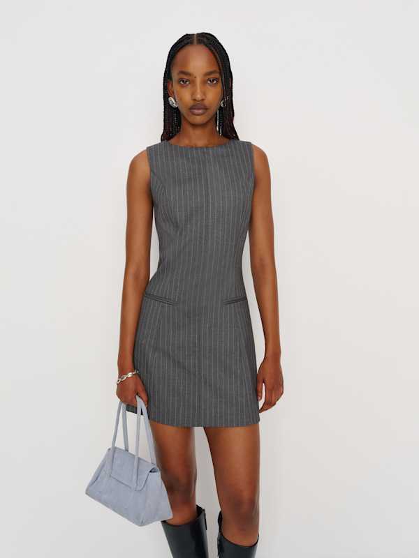 Citron Dress - Slate Pinstripe